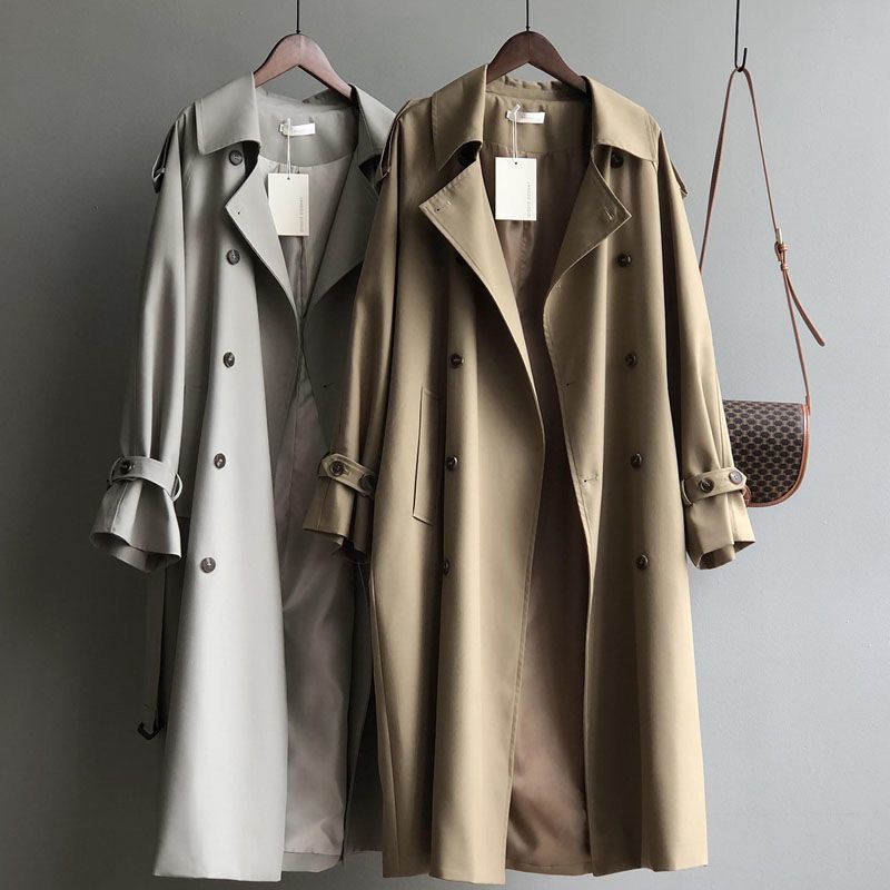 Trench-coat décontracté de style britannique pour femme, taille ajustée et drapée, idéal pour toutes les occasions