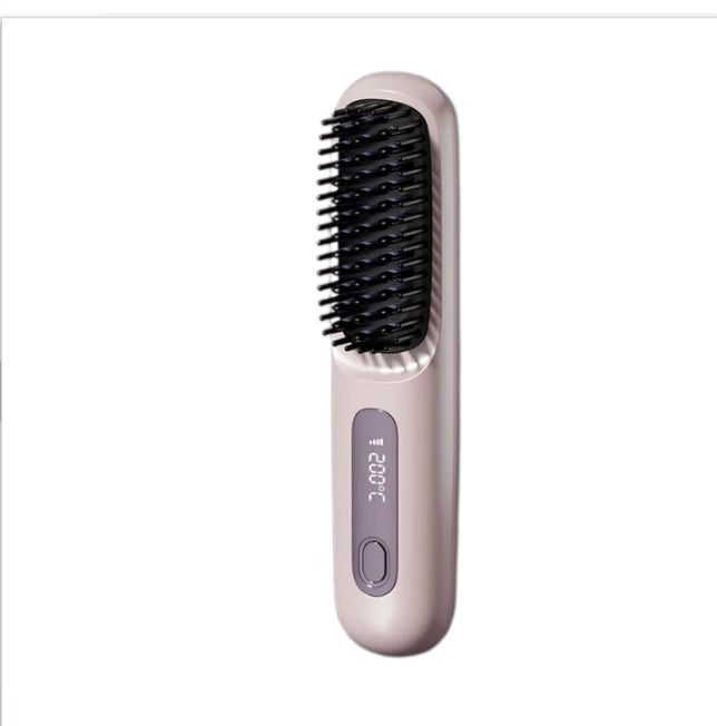 Peigne à cheveux lisses 2 en 1, brosse lissante sans fil, chauffage rapide, boucleur chauffant portable, chargement USB