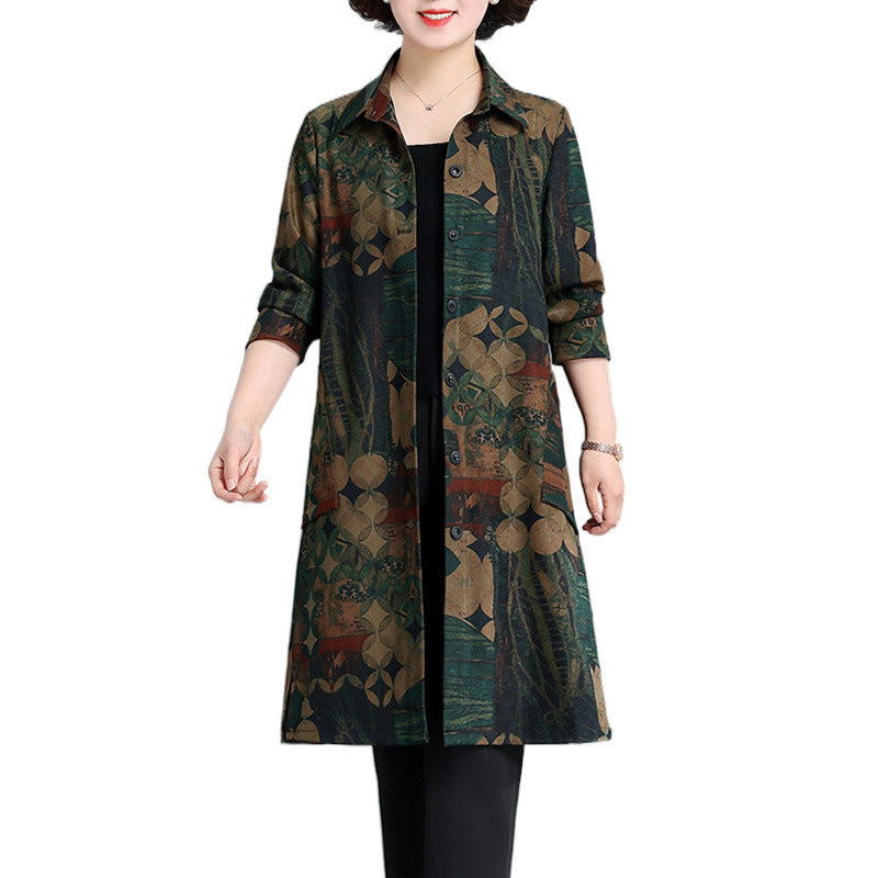 Trench-coat à imprimé floral pour femme grande taille, printemps et automne
