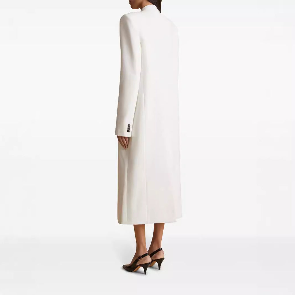 Costume veste à manches longues de couleur unie à coupe oblique à un bouton