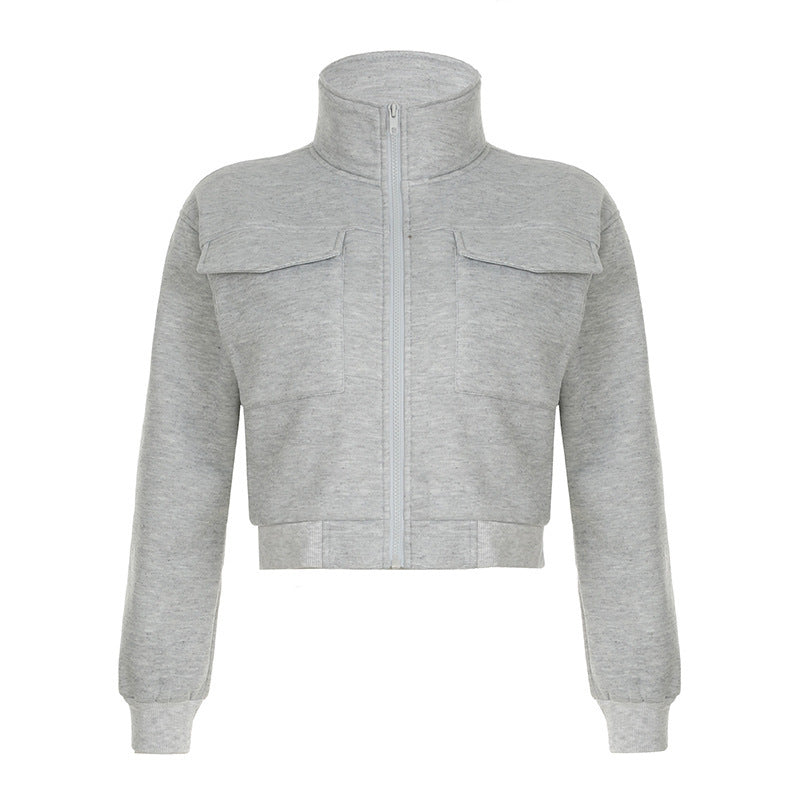 Nouveau manteau à col roulé ample et court pour fille, couleur pure, amincissant et sexy