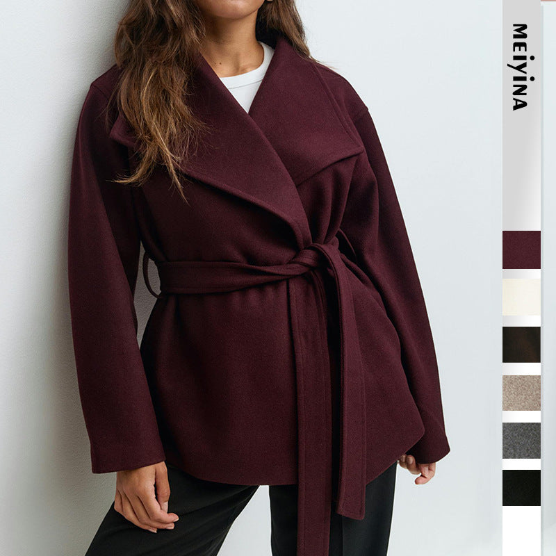 Manteau mi-long en laine épaisse de haute qualité pour l'automne et l'hiver