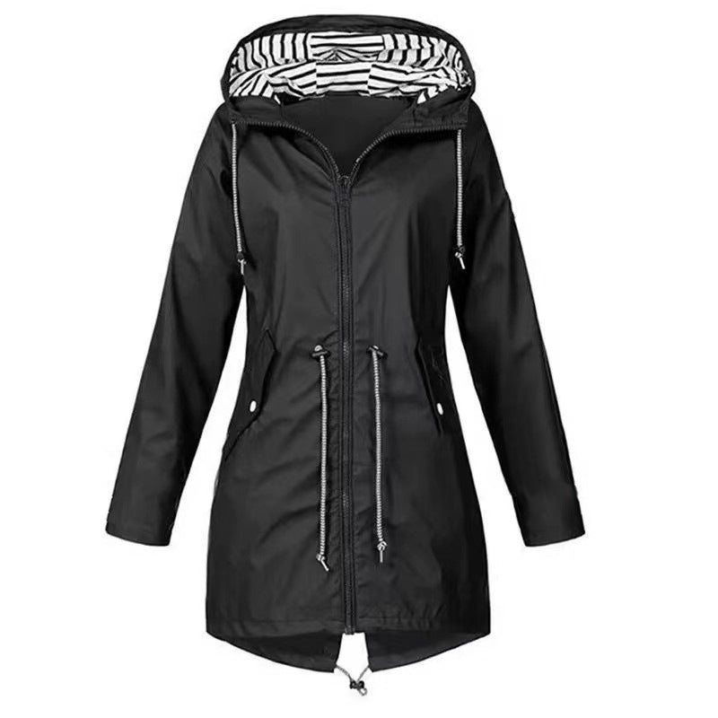 Imperméable pour femme, style décontracté, basique, pour l'extérieur, avec cordon de serrage, veste légère à cordon de serrage, vêtements de randonnée pour femmes
