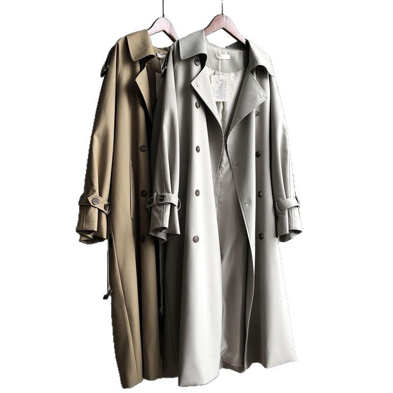 Trench-coat décontracté de style britannique pour femme, taille ajustée et drapée, idéal pour toutes les occasions