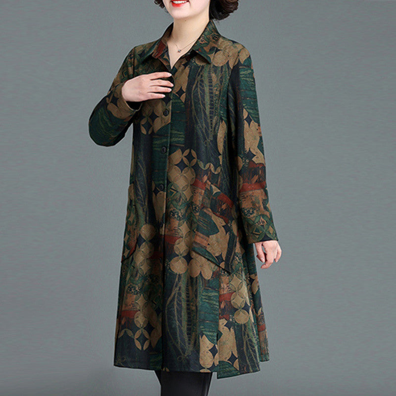 Trench-coat à imprimé floral pour femme grande taille, printemps et automne