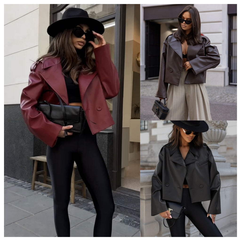 Veste en cuir rétro pour femme