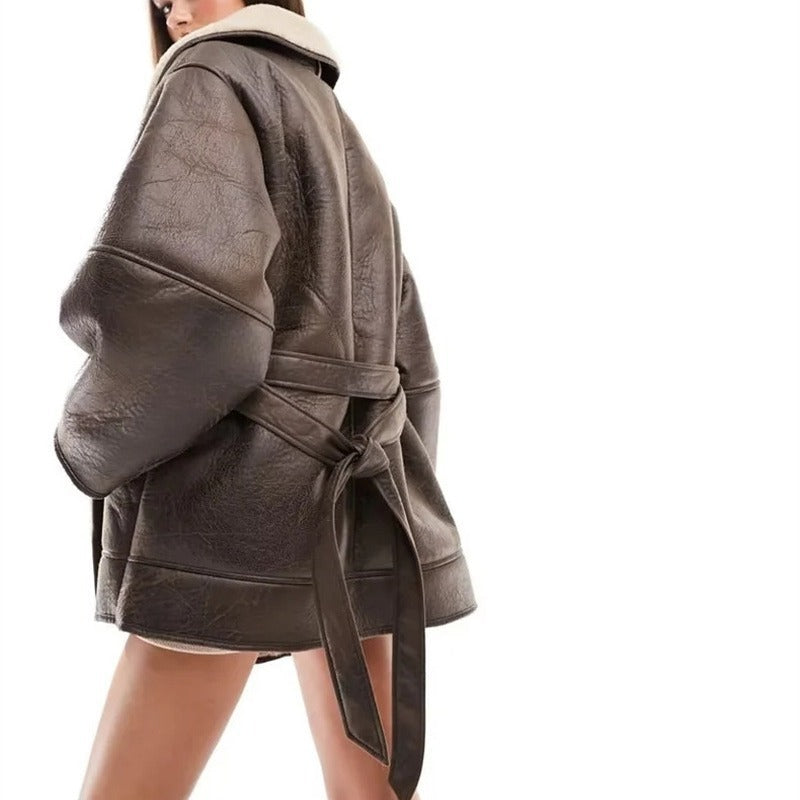 Vêtements pour femmes amples mi-longs à double boutonnage de style américain