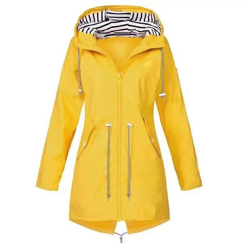 Imperméable pour femme, style décontracté, basique, pour l'extérieur, avec cordon de serrage, veste légère à cordon de serrage, vêtements de randonnée pour femmes