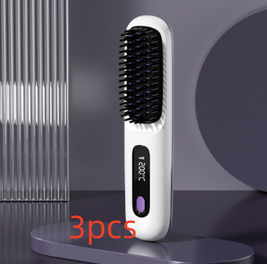 Peigne à cheveux lisses 2 en 1, brosse lissante sans fil, chauffage rapide, boucleur chauffant portable, chargement USB