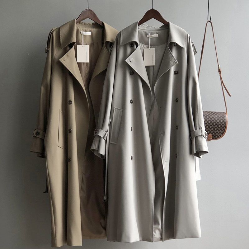 Trench-coat décontracté de style britannique pour femme, taille ajustée et drapée, idéal pour toutes les occasions