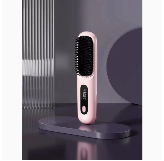 Peigne à cheveux lisses 2 en 1, brosse lissante sans fil, chauffage rapide, boucleur chauffant portable, chargement USB
