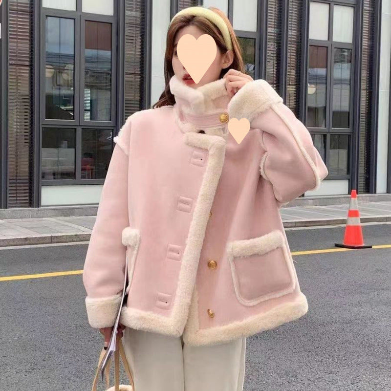 Manteau de moto berbère en daim coréen pour femme