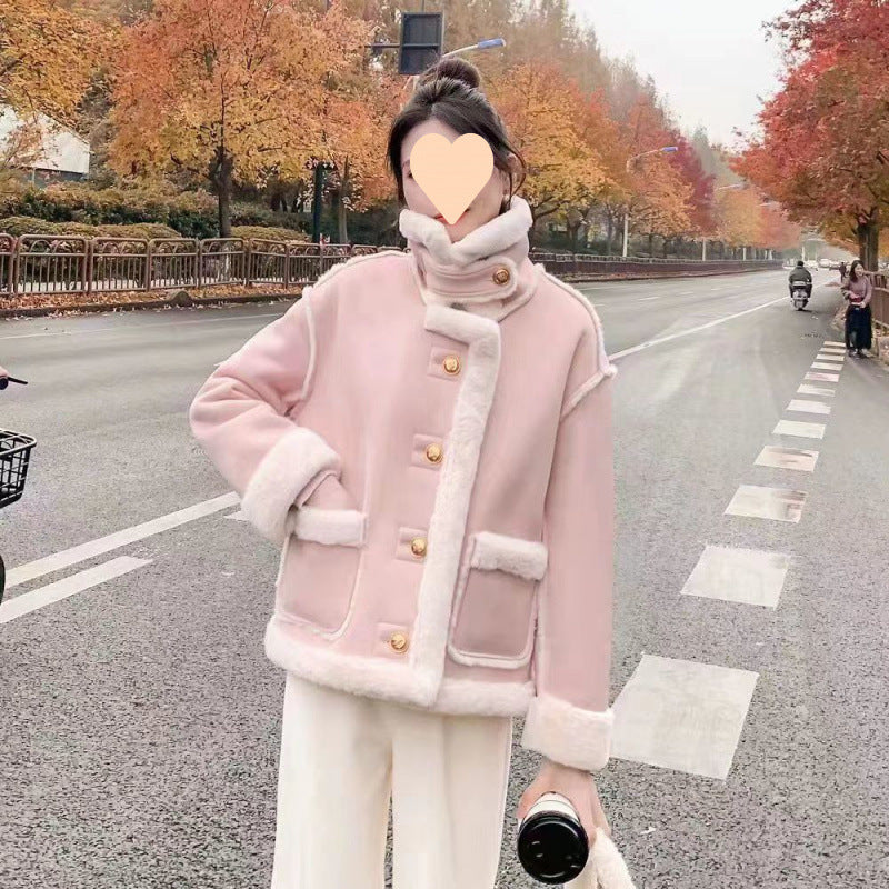 Manteau de moto berbère en daim coréen pour femme