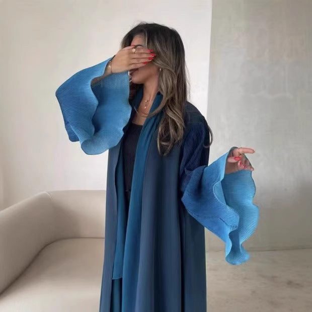 Cardigan élégant et tendance à long châle plissé pour femme