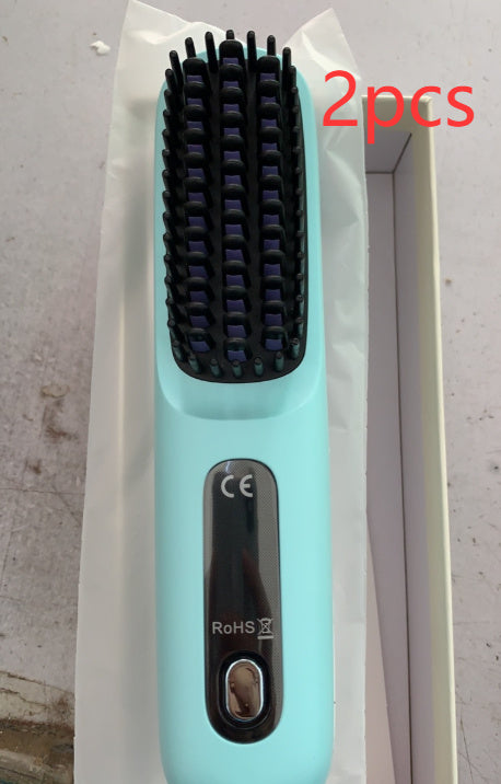 Peigne à cheveux lisses 2 en 1, brosse lissante sans fil, chauffage rapide, boucleur chauffant portable, chargement USB