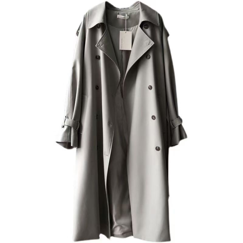 Trench-coat décontracté de style britannique pour femme, taille ajustée et drapée, idéal pour toutes les occasions