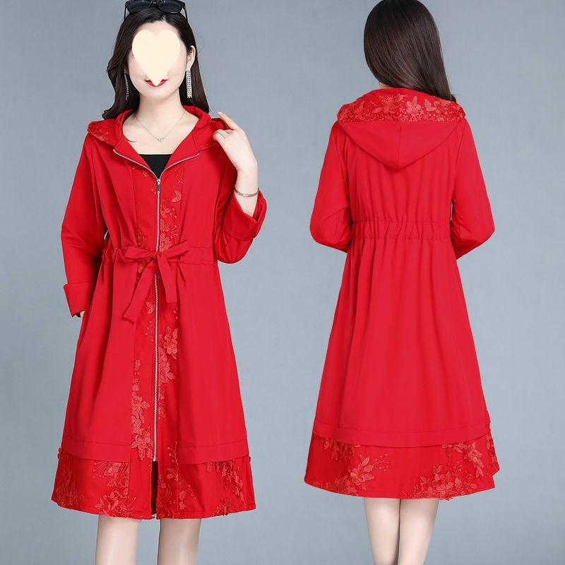 Trench-coat élégant pour femme, manteau grande taille au-dessus du genou, mode