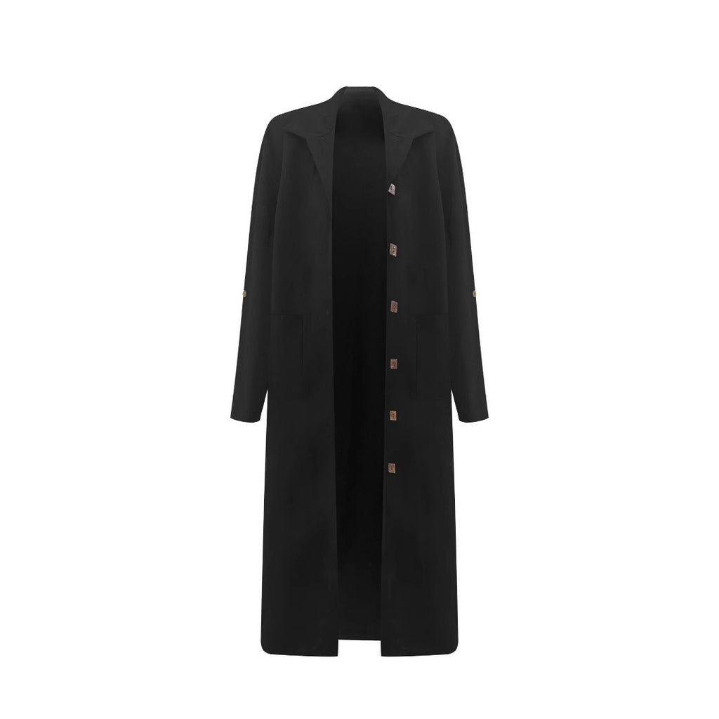 Trench-coat tendance pour femme, long et en dessous du genou, couleur unie