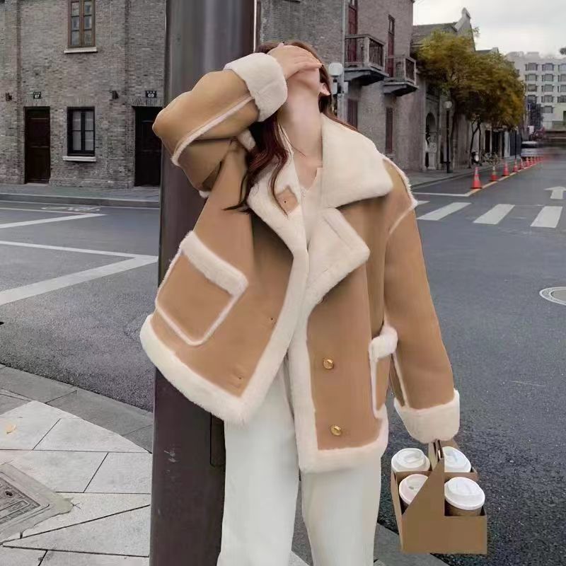 Manteau de moto berbère en daim coréen pour femme