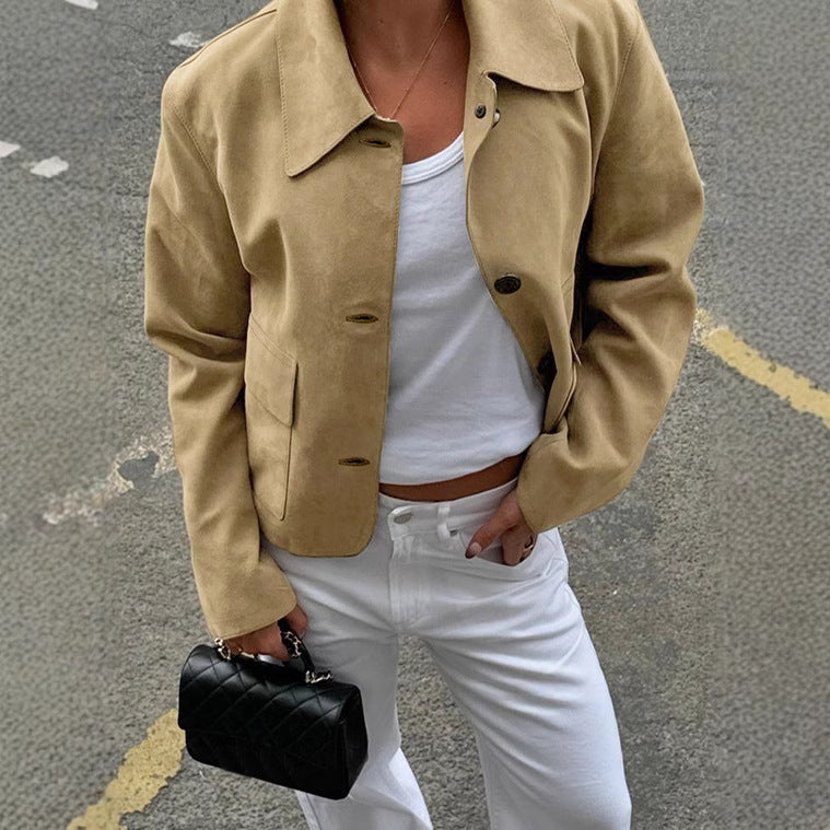 Manteau coupe-vent en daim tendance pour femme