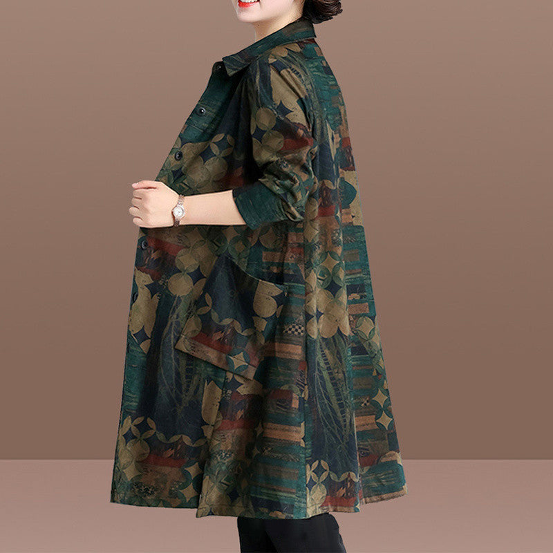 Trench-coat à imprimé floral pour femme grande taille, printemps et automne