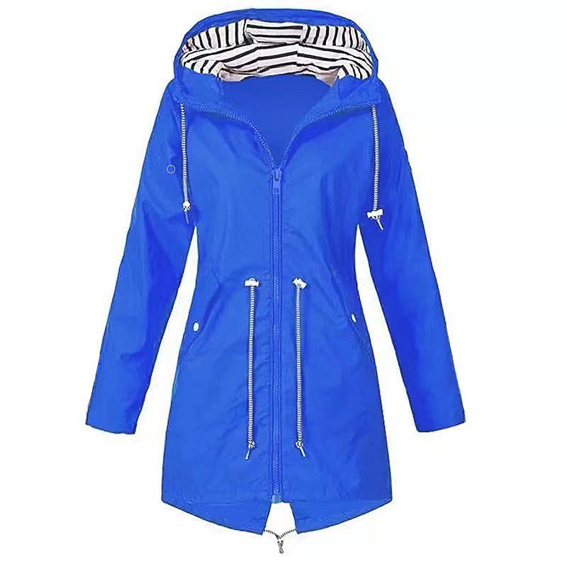 Imperméable pour femme, style décontracté, basique, pour l'extérieur, avec cordon de serrage, veste légère à cordon de serrage, vêtements de randonnée pour femmes