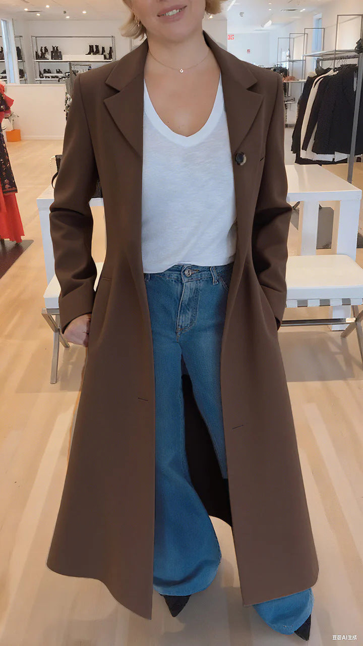 Manteau femme revers imprimé léopard trench décontracté vêtements femme