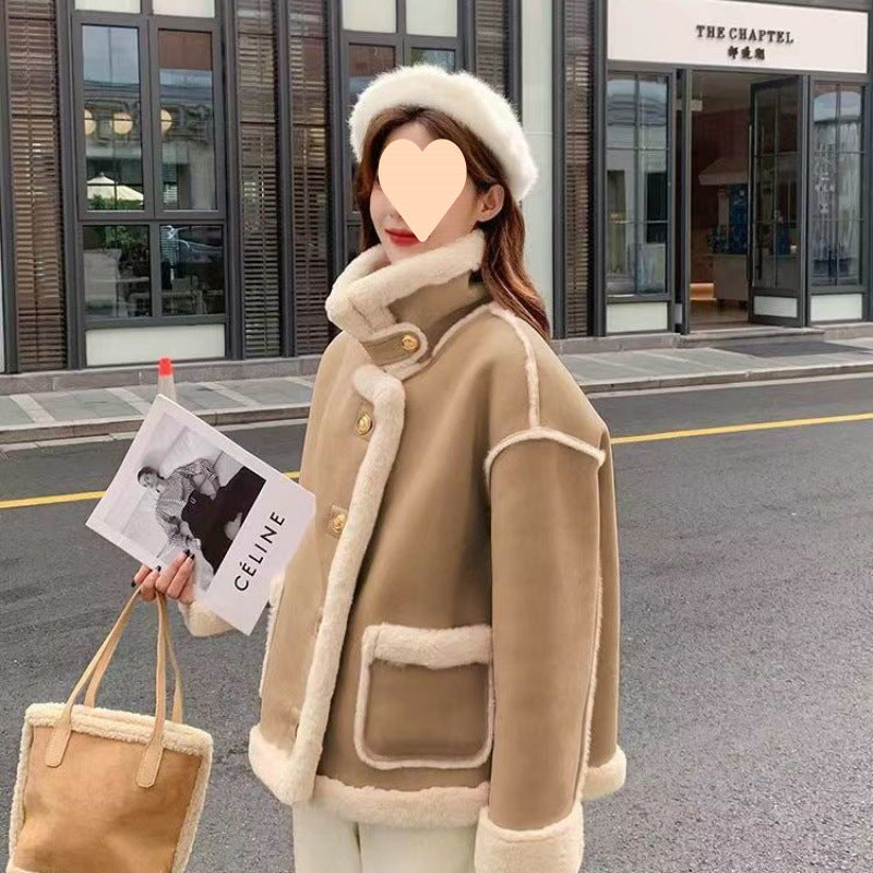 Manteau de moto berbère en daim coréen pour femme