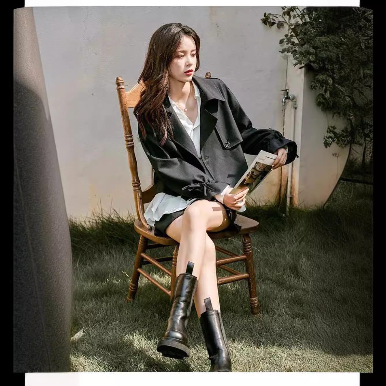 Trench-coat court ample de style coréen