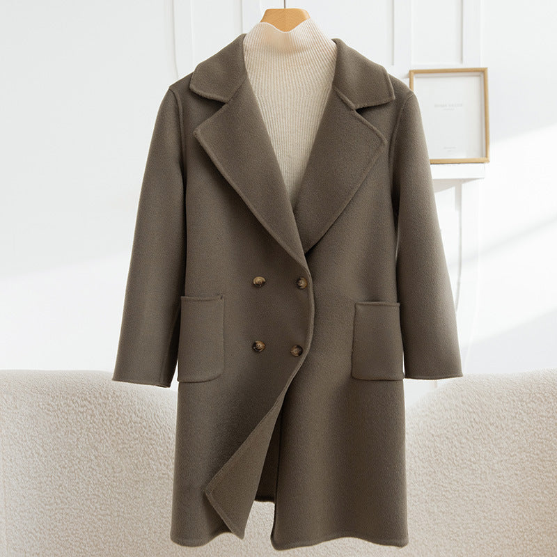 Manteau en laine croisé tendance pour femme