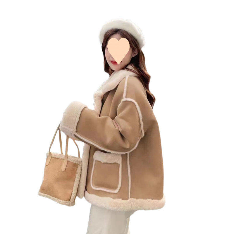 Manteau de moto berbère en daim coréen pour femme