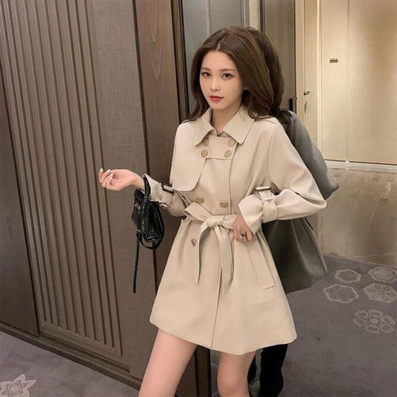 Trench-coat mi-long à taille ajustée pour femme
