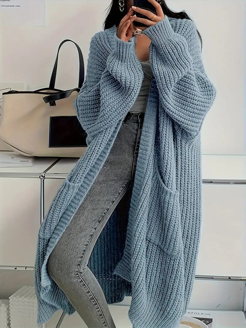 Pull long, manteau, cardigan ample en tricot à manches longues