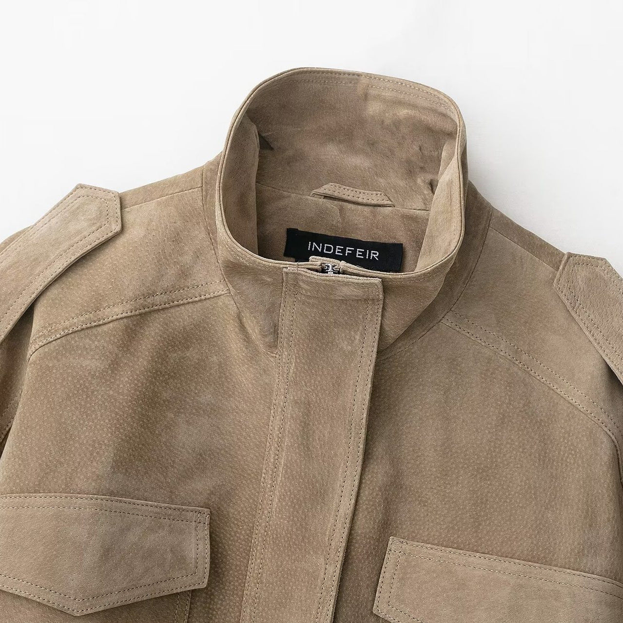 Manteau en cuir texturé suédé pour femme Temperament