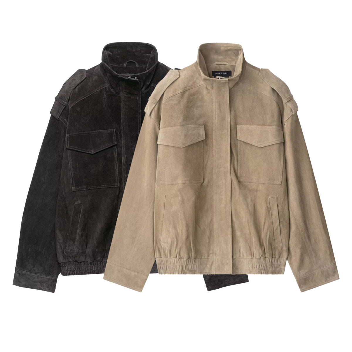 Manteau en cuir texturé suédé pour femme Temperament