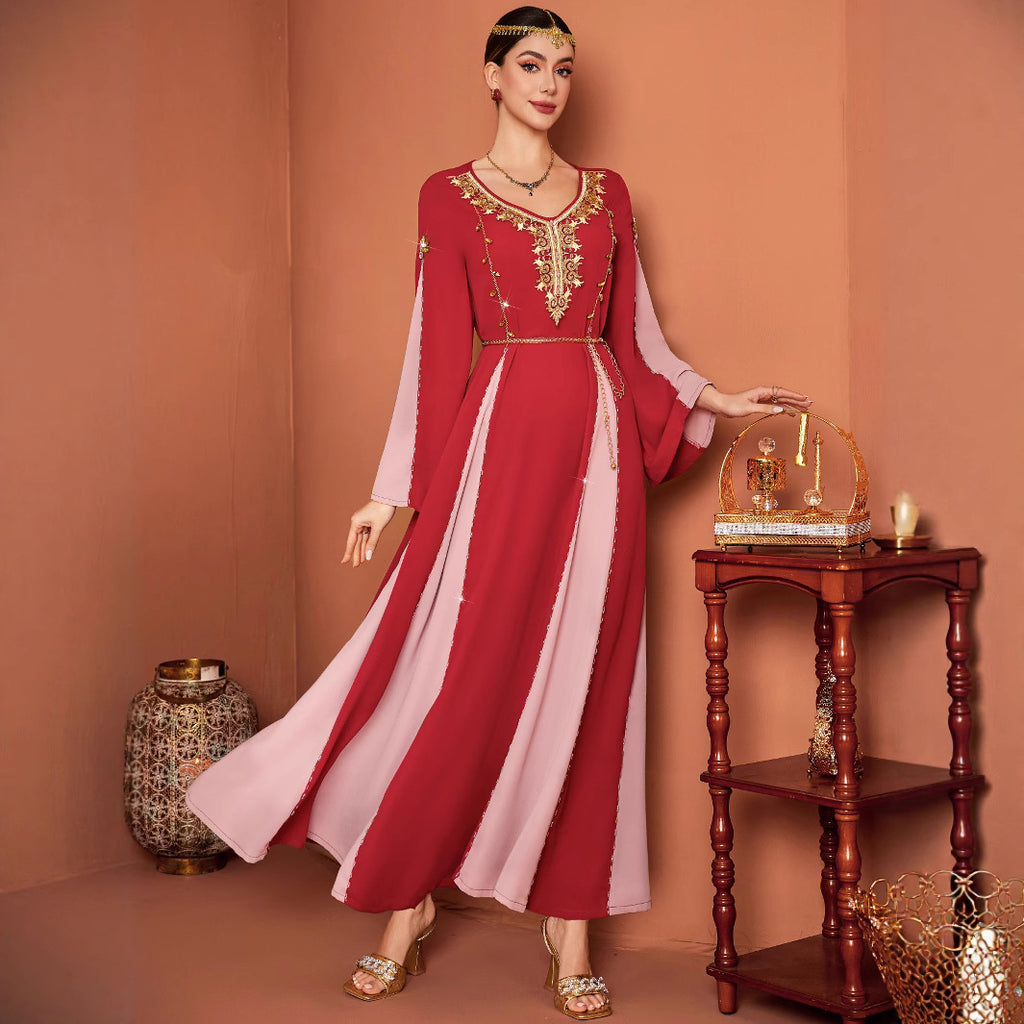Labo Style Contrast Color ABAYA Formal Dress