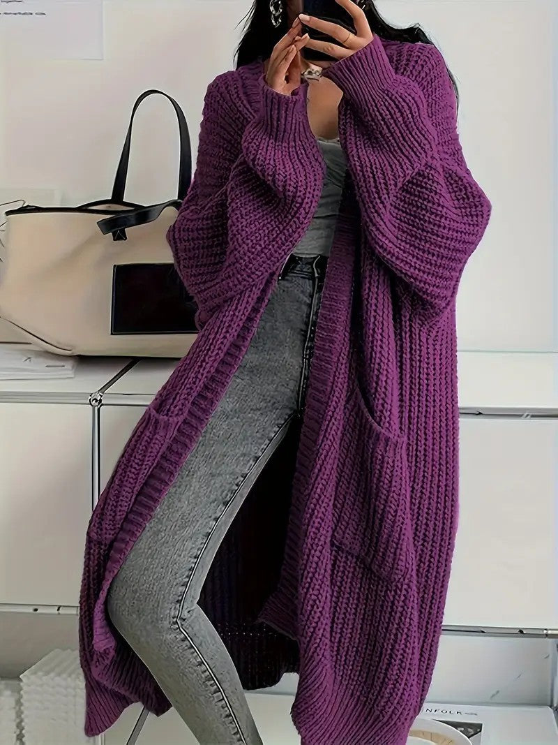 Pull long, manteau, cardigan ample en tricot à manches longues