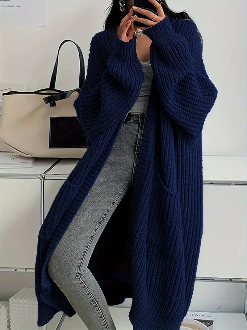 Pull long, manteau, cardigan ample en tricot à manches longues