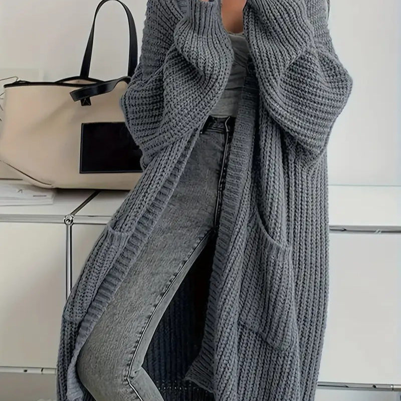 Pull long, manteau, cardigan ample en tricot à manches longues