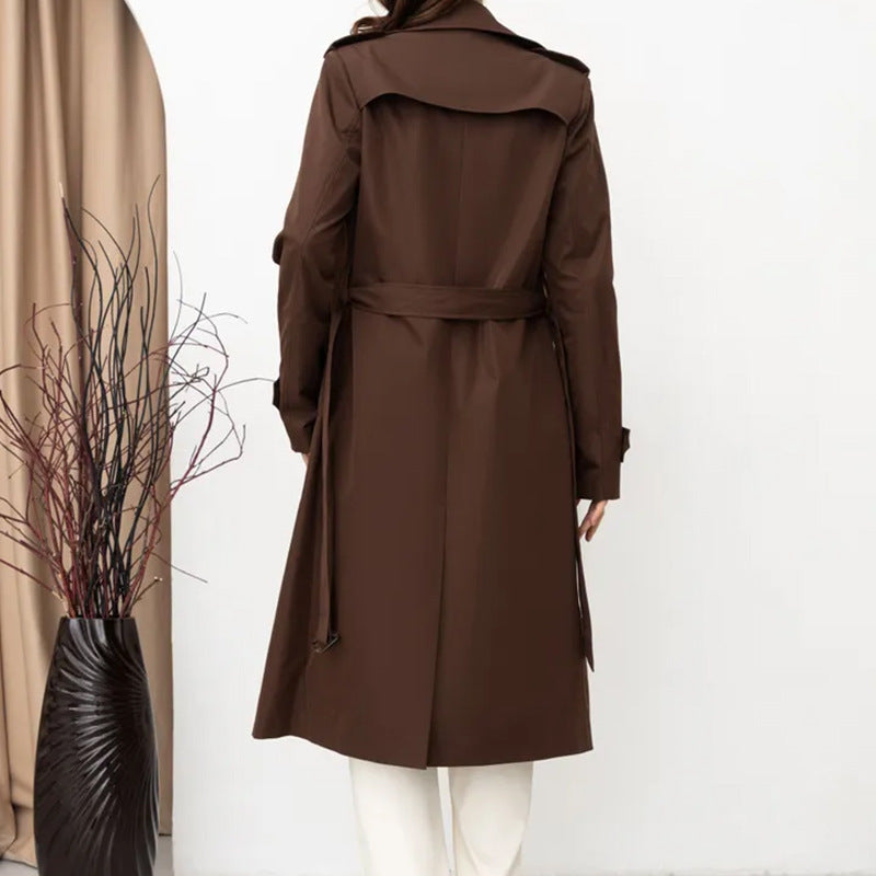 Manteau croisé pour femme, style britannique classique, à lacets