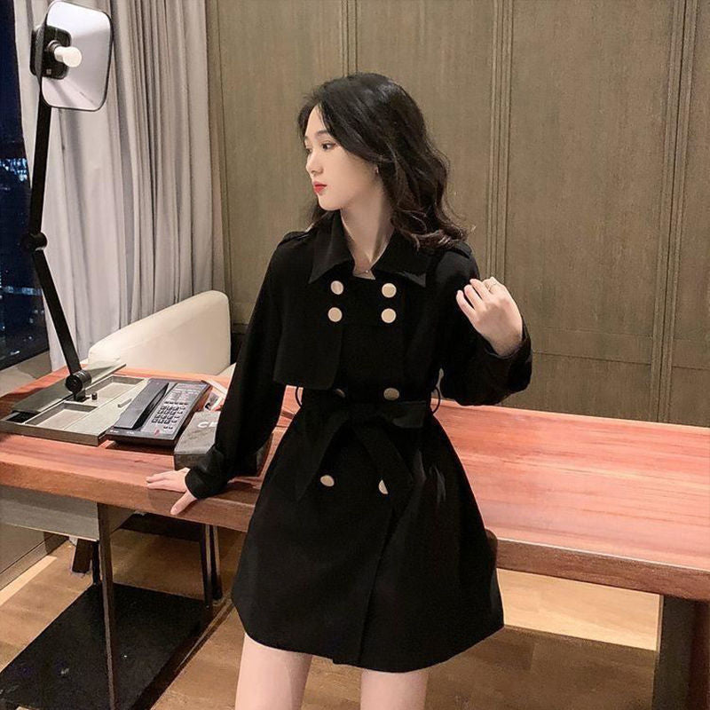Trench-coat mi-long à taille ajustée pour femme