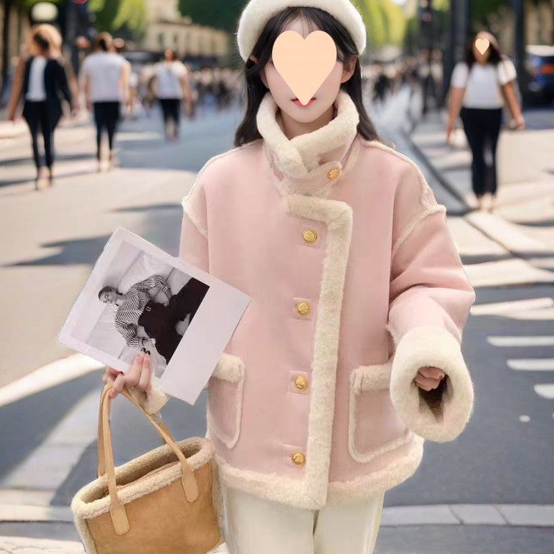 Manteau de moto berbère en daim coréen pour femme