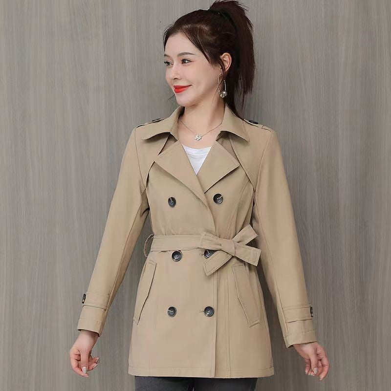 Manteau croisé élégant et amincissant de style britannique pour petite taille