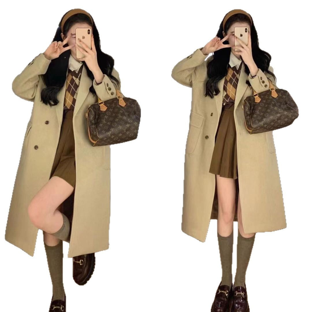Costume ample mi-long en laine et trench-coat