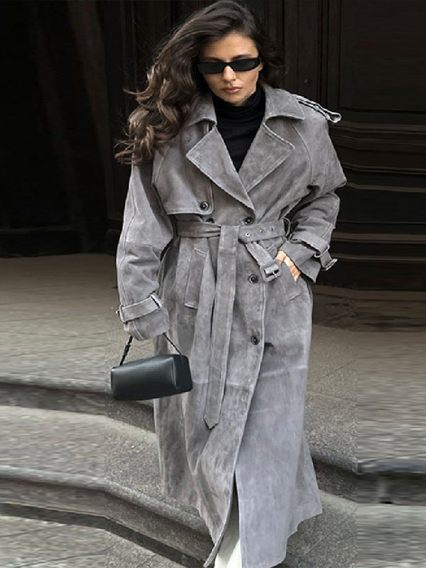 Manteau mi-long ample en laine à double boutonnage New Temperament Commute