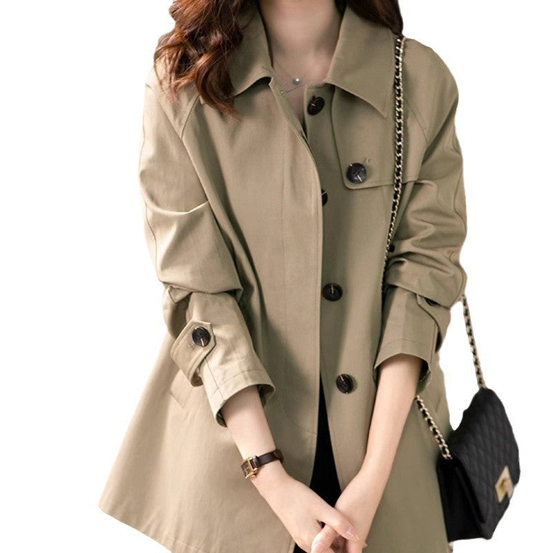 Trench-coat court texturé de style britannique pour femme, vêtement de printemps et d'automne