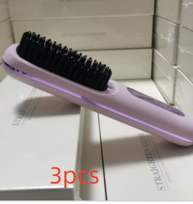 Peigne à cheveux lisses 2 en 1, brosse lissante sans fil, chauffage rapide, boucleur chauffant portable, chargement USB