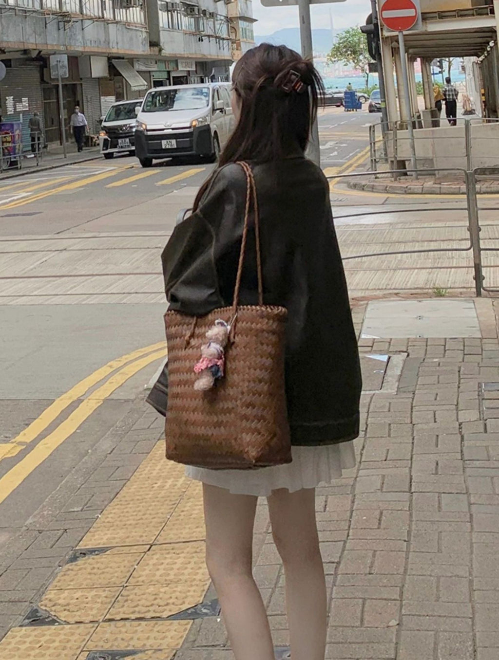 Manteau en cuir marron rétro vintage américain doux et cool