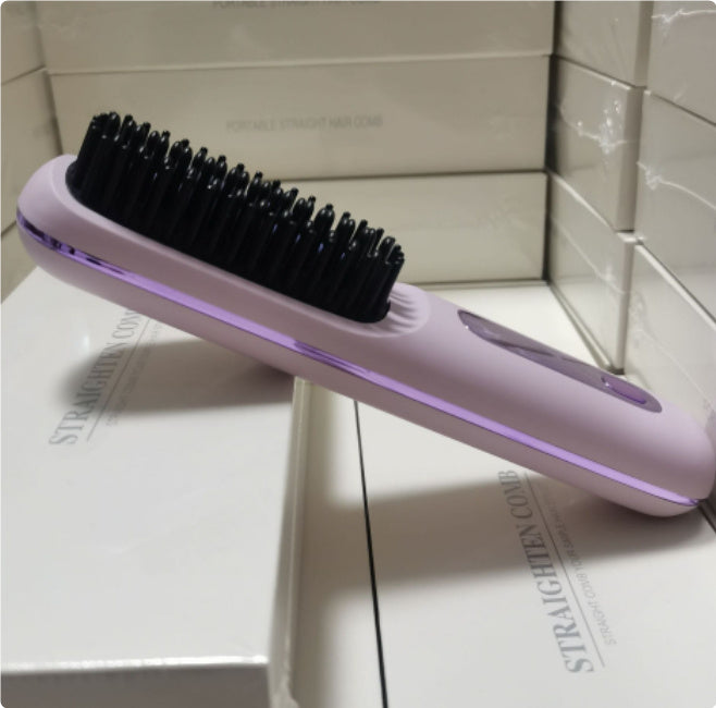 Peigne à cheveux lisses 2 en 1, brosse lissante sans fil, chauffage rapide, boucleur chauffant portable, chargement USB