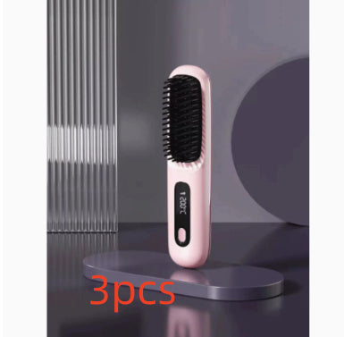 Peigne à cheveux lisses 2 en 1, brosse lissante sans fil, chauffage rapide, boucleur chauffant portable, chargement USB